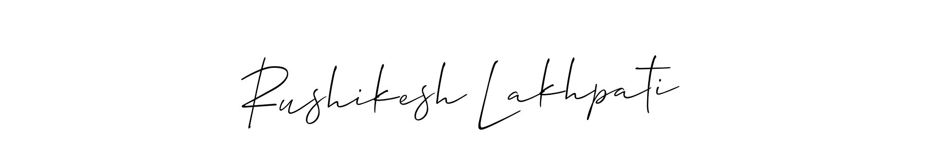 How to make Rushikesh Lakhpati name signature. Use Allison_Script style for creating short signs online. This is the latest handwritten sign. Rushikesh Lakhpati signature style 2 images and pictures png