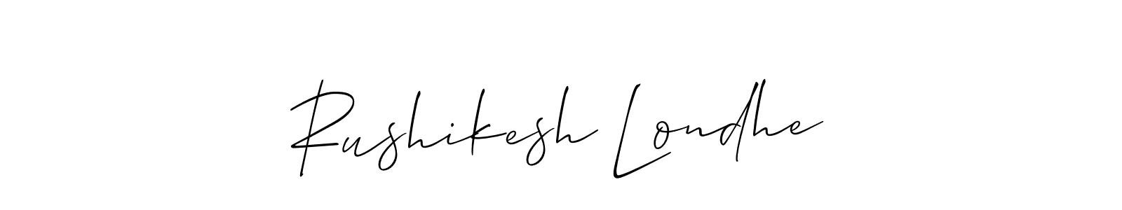 This is the best signature style for the Rushikesh Londhe name. Also you like these signature font (Allison_Script). Mix name signature. Rushikesh Londhe signature style 2 images and pictures png