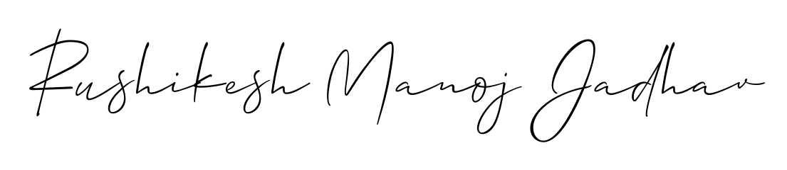 Looking for an artistic signature for Rushikesh Manoj Jadhav? The Allison_Script calligraphy style gives a sophisticated flow suitable for business cards and emails. Rushikesh Manoj Jadhav signature style 2 images and pictures png