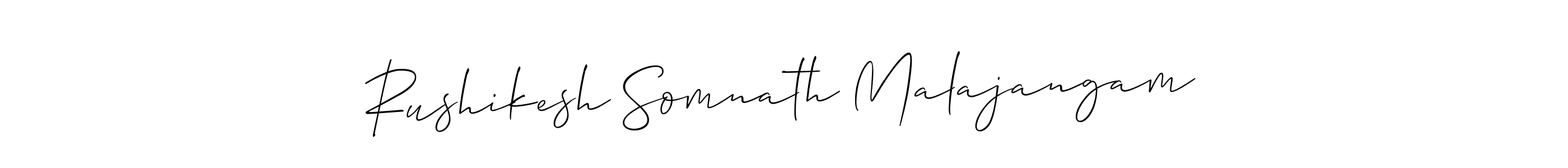 You should practise on your own different ways (Allison_Script) to write your name (Rushikesh Somnath Malajangam) in signature. don't let someone else do it for you. Rushikesh Somnath Malajangam signature style 2 images and pictures png