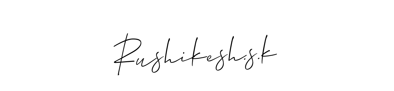 Also You can easily find your signature by using the search form. We will create Rushikesh.s.k name handwritten signature images for you free of cost using Allison_Script sign style. Rushikesh.s.k signature style 2 images and pictures png