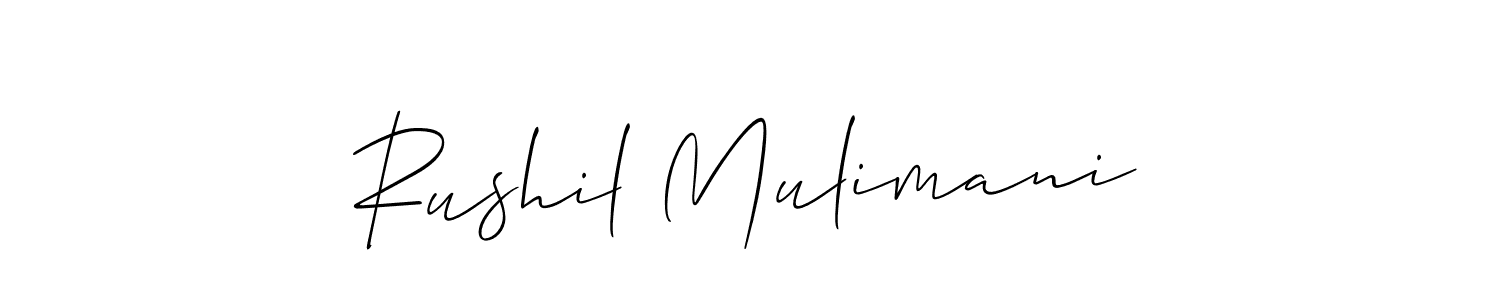 Also we have Rushil Mulimani name is the best signature style. Create professional handwritten signature collection using Allison_Script autograph style. Rushil Mulimani signature style 2 images and pictures png