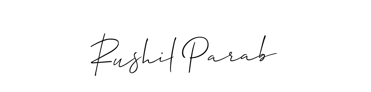 Design your own signature with our free online signature maker. With this signature software, you can create a handwritten (Allison_Script) signature for name Rushil Parab. Rushil Parab signature style 2 images and pictures png