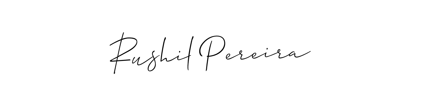 Similarly Allison_Script is the best handwritten signature design. Signature creator online .You can use it as an online autograph creator for name Rushil Pereira. Rushil Pereira signature style 2 images and pictures png