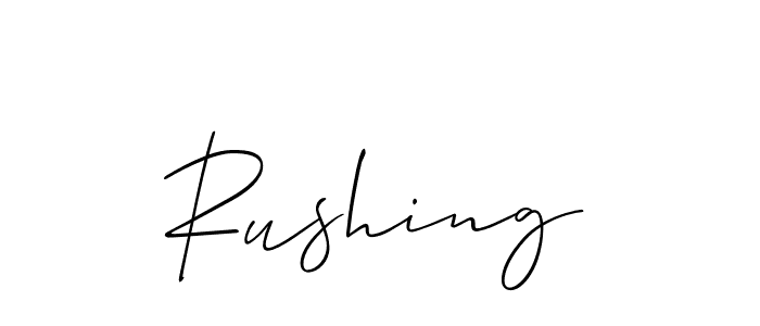 How to make Rushing signature? Allison_Script is a professional autograph style. Create handwritten signature for Rushing name. Rushing signature style 2 images and pictures png