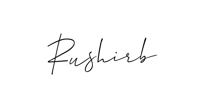 How to make Rushirb name signature. Use Allison_Script style for creating short signs online. This is the latest handwritten sign. Rushirb signature style 2 images and pictures png