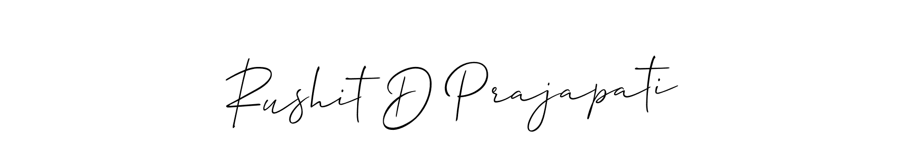 Also You can easily find your signature by using the search form. We will create Rushit D Prajapati name handwritten signature images for you free of cost using Allison_Script sign style. Rushit D Prajapati signature style 2 images and pictures png