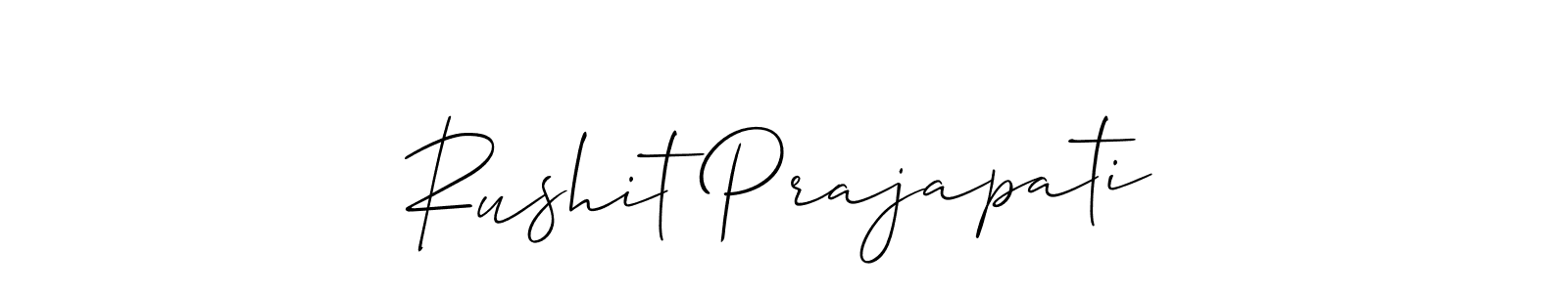 Also You can easily find your signature by using the search form. We will create Rushit Prajapati name handwritten signature images for you free of cost using Allison_Script sign style. Rushit Prajapati signature style 2 images and pictures png