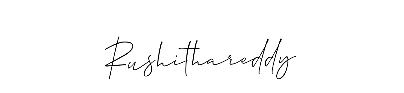 Create a beautiful signature design for name Rushithareddy. With this signature (Allison_Script) fonts, you can make a handwritten signature for free. Rushithareddy signature style 2 images and pictures png