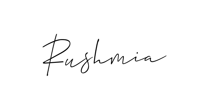 How to make Rushmia signature? Allison_Script is a professional autograph style. Create handwritten signature for Rushmia name. Rushmia signature style 2 images and pictures png