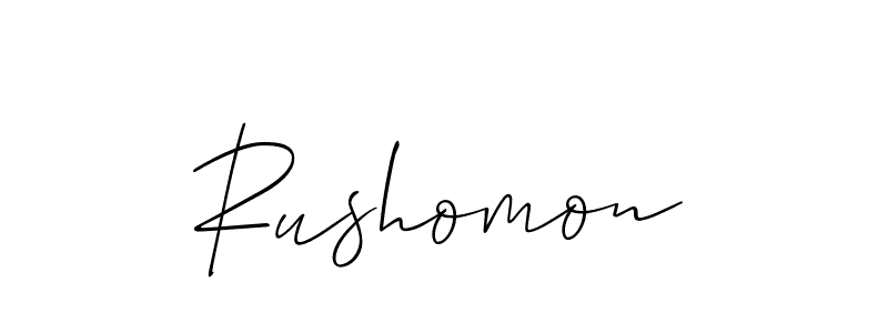 It looks lik you need a new signature style for name Rushomon. Design unique handwritten (Allison_Script) signature with our free signature maker in just a few clicks. Rushomon signature style 2 images and pictures png