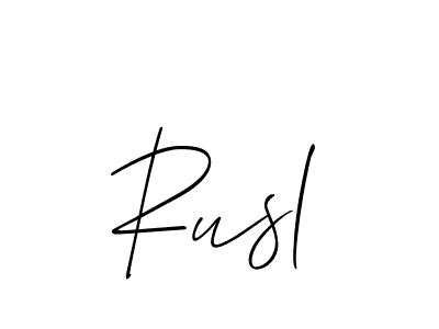 Make a beautiful signature design for name Rusl. With this signature (Allison_Script) style, you can create a handwritten signature for free. Rusl signature style 2 images and pictures png