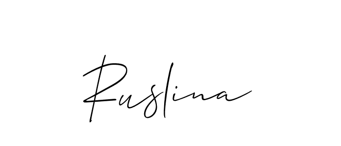 Also we have Ruslina name is the best signature style. Create professional handwritten signature collection using Allison_Script autograph style. Ruslina signature style 2 images and pictures png