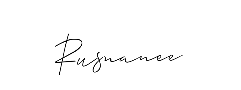 It looks lik you need a new signature style for name Rusnanee. Design unique handwritten (Allison_Script) signature with our free signature maker in just a few clicks. Rusnanee signature style 2 images and pictures png