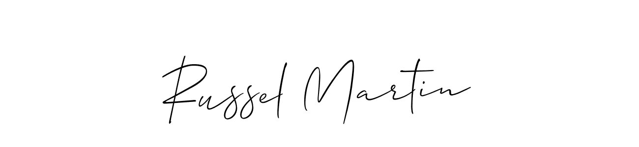 Make a beautiful signature design for name Russel Martin. With this signature (Allison_Script) style, you can create a handwritten signature for free. Russel Martin signature style 2 images and pictures png