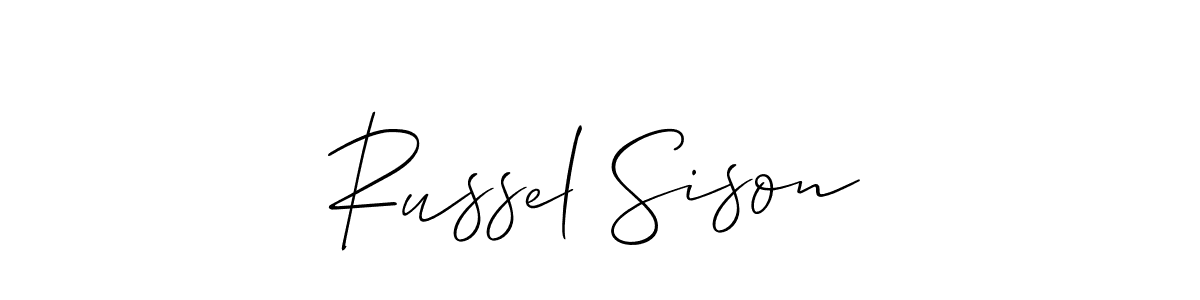 It looks lik you need a new signature style for name Russel Sison. Design unique handwritten (Allison_Script) signature with our free signature maker in just a few clicks. Russel Sison signature style 2 images and pictures png