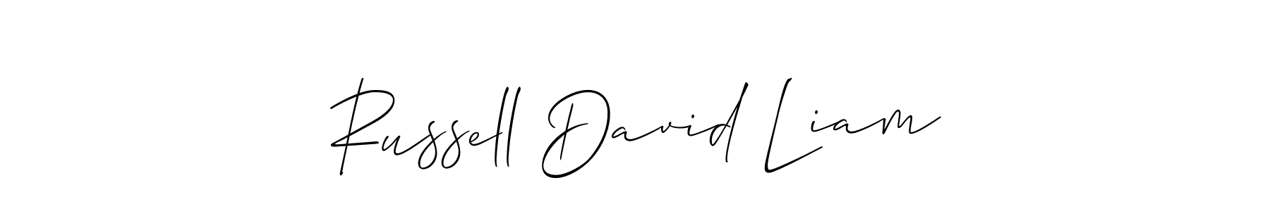 This is the best signature style for the Russell David Liam name. Also you like these signature font (Allison_Script). Mix name signature. Russell David Liam signature style 2 images and pictures png