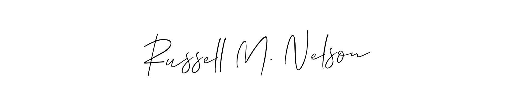 Use a signature maker to create a handwritten signature online. With this signature software, you can design (Allison_Script) your own signature for name Russell M. Nelson. Russell M. Nelson signature style 2 images and pictures png