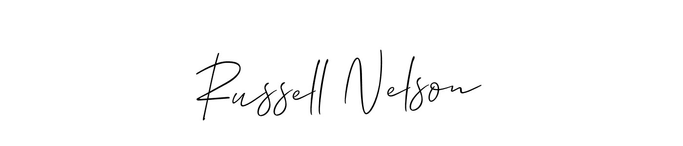 It looks lik you need a new signature style for name Russell Nelson. Design unique handwritten (Allison_Script) signature with our free signature maker in just a few clicks. Russell Nelson signature style 2 images and pictures png