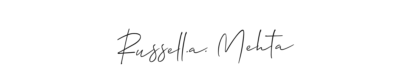 This is the best signature style for the Russell.a. Mehta name. Also you like these signature font (Allison_Script). Mix name signature. Russell.a. Mehta signature style 2 images and pictures png