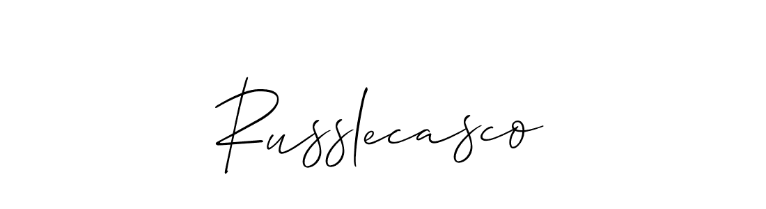 Design your own signature with our free online signature maker. With this signature software, you can create a handwritten (Allison_Script) signature for name Russlecasco. Russlecasco signature style 2 images and pictures png