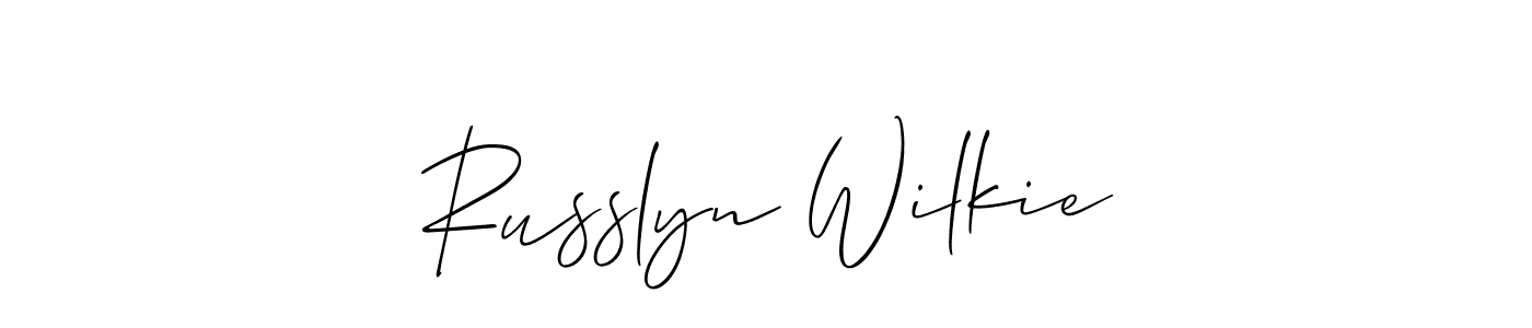 Make a short Russlyn Wilkie signature style. Manage your documents anywhere anytime using Allison_Script. Create and add eSignatures, submit forms, share and send files easily. Russlyn Wilkie signature style 2 images and pictures png