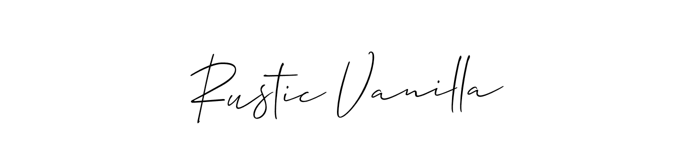 How to make Rustic Vanilla signature? Allison_Script is a professional autograph style. Create handwritten signature for Rustic Vanilla name. Rustic Vanilla signature style 2 images and pictures png