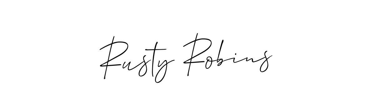 Use a signature maker to create a handwritten signature online. With this signature software, you can design (Allison_Script) your own signature for name Rusty Robins. Rusty Robins signature style 2 images and pictures png