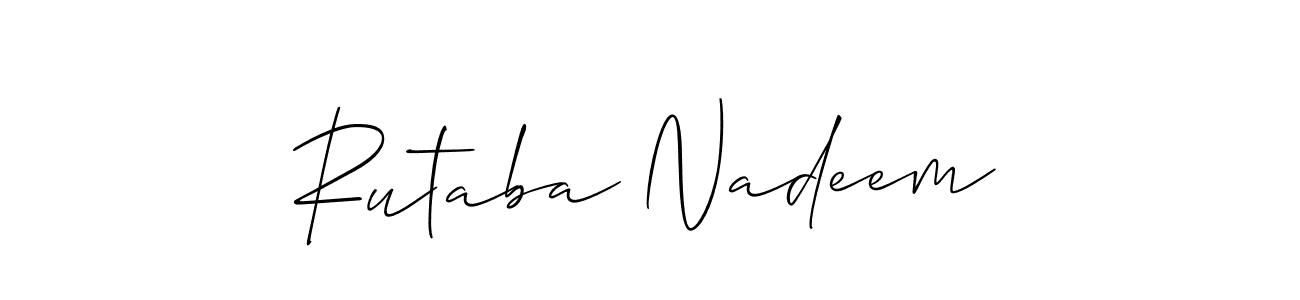 Use a signature maker to create a handwritten signature online. With this signature software, you can design (Allison_Script) your own signature for name Rutaba Nadeem. Rutaba Nadeem signature style 2 images and pictures png