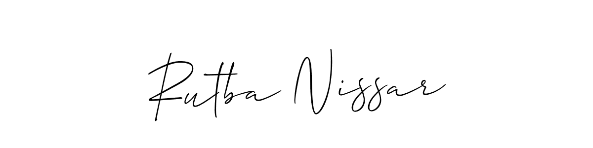 Also we have Rutba Nissar name is the best signature style. Create professional handwritten signature collection using Allison_Script autograph style. Rutba Nissar signature style 2 images and pictures png
