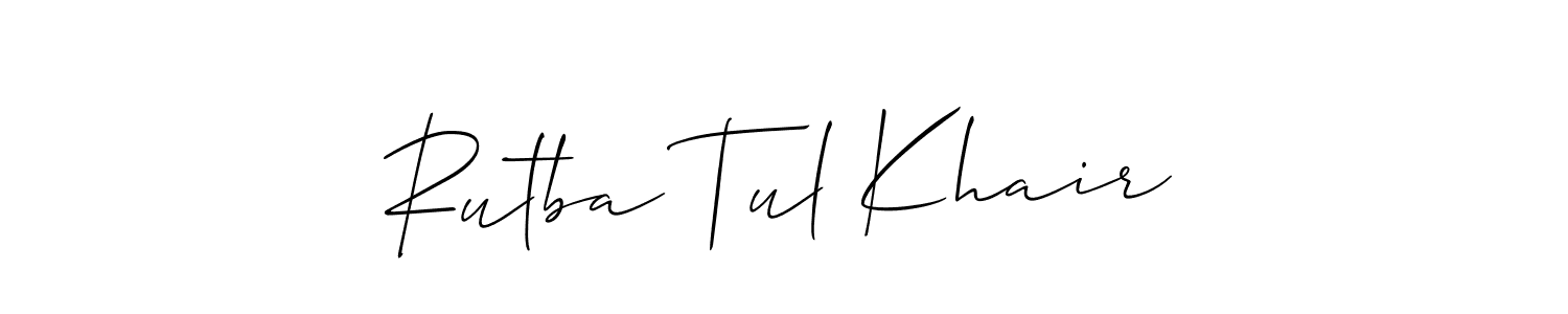 How to make Rutba Tul Khair name signature. Use Allison_Script style for creating short signs online. This is the latest handwritten sign. Rutba Tul Khair signature style 2 images and pictures png