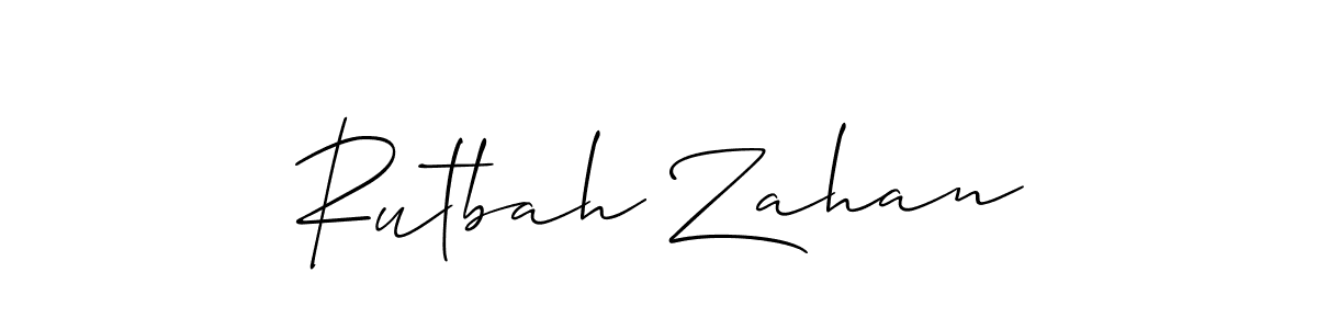Create a beautiful signature design for name Rutbah Zahan. With this signature (Allison_Script) fonts, you can make a handwritten signature for free. Rutbah Zahan signature style 2 images and pictures png