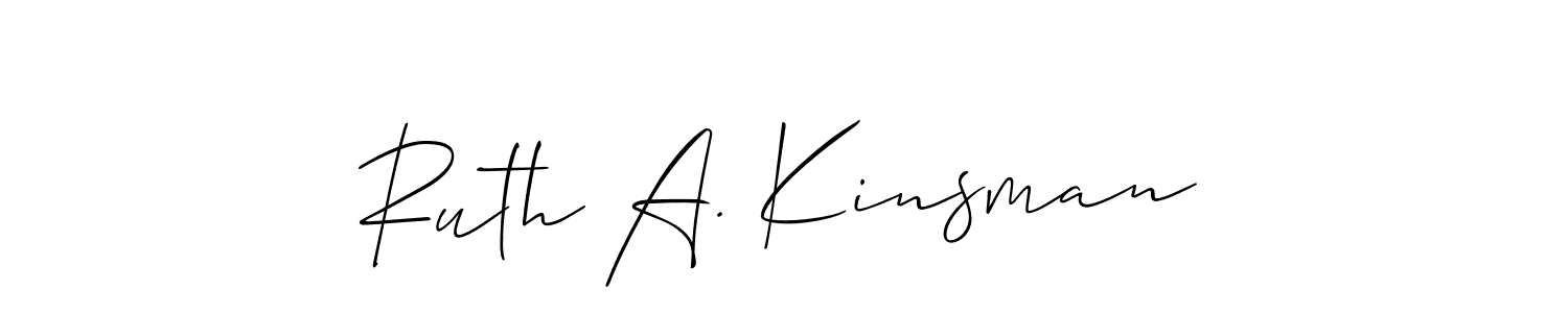 How to make Ruth A. Kinsman name signature. Use Allison_Script style for creating short signs online. This is the latest handwritten sign. Ruth A. Kinsman signature style 2 images and pictures png