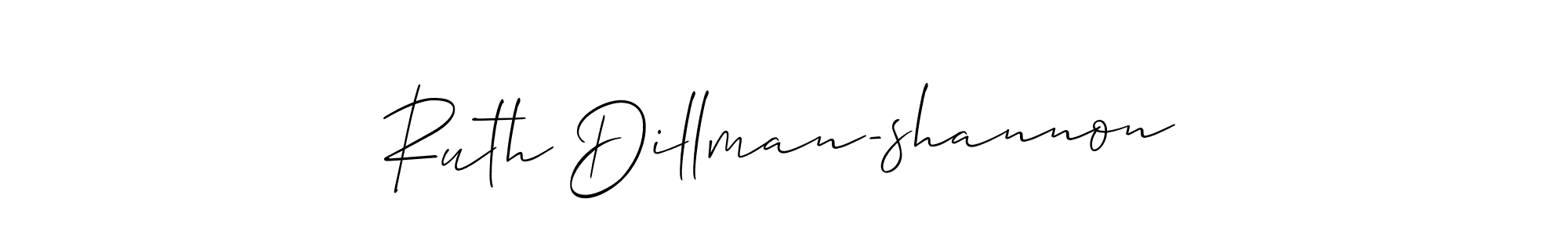 The best way (Allison_Script) to make a short signature is to pick only two or three words in your name. The name Ruth Dillman-shannon include a total of six letters. For converting this name. Ruth Dillman-shannon signature style 2 images and pictures png