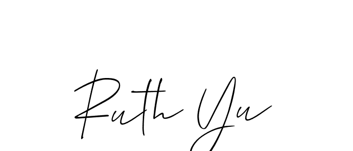 The best way (Allison_Script) to make a short signature is to pick only two or three words in your name. The name Ruth Yu include a total of six letters. For converting this name. Ruth Yu signature style 2 images and pictures png