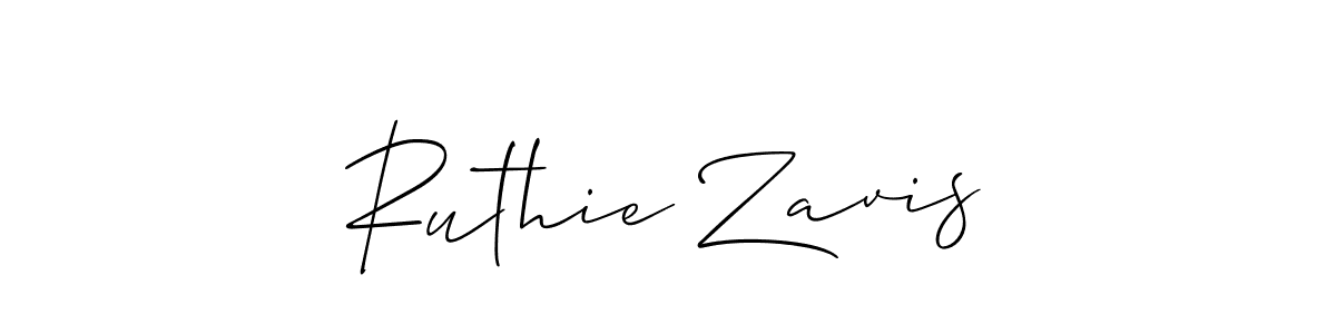 The best way (Allison_Script) to make a short signature is to pick only two or three words in your name. The name Ruthie Zavis include a total of six letters. For converting this name. Ruthie Zavis signature style 2 images and pictures png