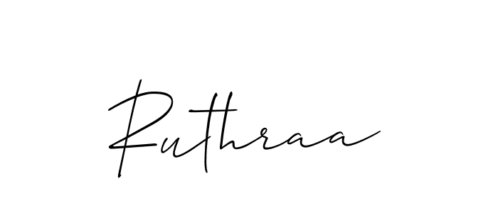 Use a signature maker to create a handwritten signature online. With this signature software, you can design (Allison_Script) your own signature for name Ruthraa. Ruthraa signature style 2 images and pictures png