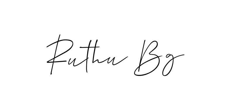 Use a signature maker to create a handwritten signature online. With this signature software, you can design (Allison_Script) your own signature for name Ruthu Bg. Ruthu Bg signature style 2 images and pictures png