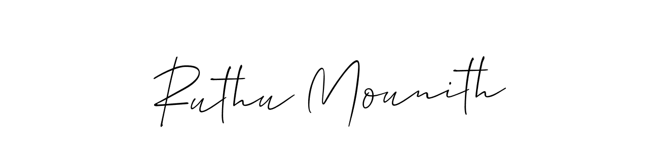 Make a short Ruthu Mounith signature style. Manage your documents anywhere anytime using Allison_Script. Create and add eSignatures, submit forms, share and send files easily. Ruthu Mounith signature style 2 images and pictures png