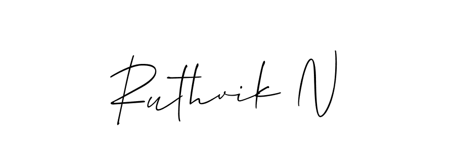 Create a beautiful signature design for name Ruthvik N. With this signature (Allison_Script) fonts, you can make a handwritten signature for free. Ruthvik N signature style 2 images and pictures png