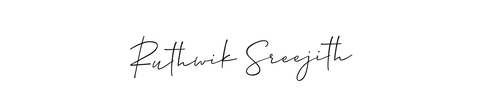 The best way (Allison_Script) to make a short signature is to pick only two or three words in your name. The name Ruthwik Sreejith include a total of six letters. For converting this name. Ruthwik Sreejith signature style 2 images and pictures png