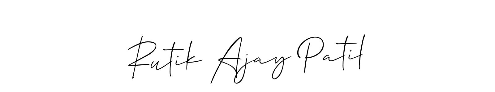 This is the best signature style for the Rutik Ajay Patil name. Also you like these signature font (Allison_Script). Mix name signature. Rutik Ajay Patil signature style 2 images and pictures png