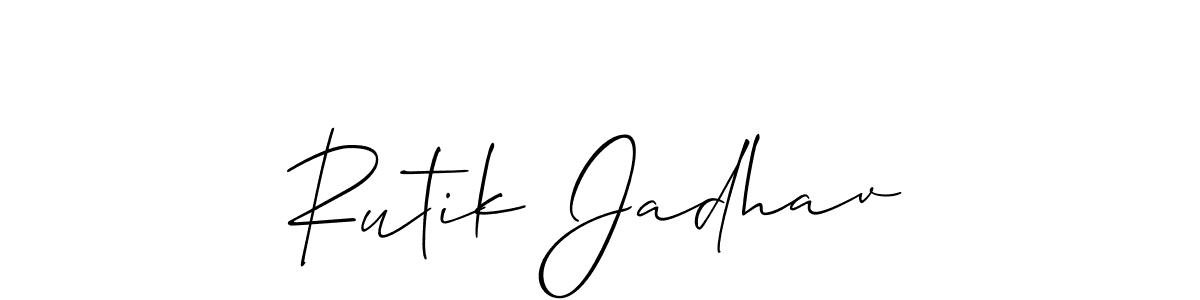 Rutik Jadhav stylish signature style. Best Handwritten Sign (Allison_Script) for my name. Handwritten Signature Collection Ideas for my name Rutik Jadhav. Rutik Jadhav signature style 2 images and pictures png