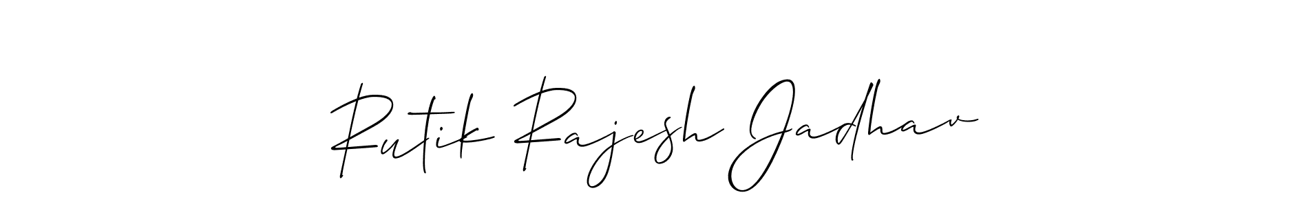 Create a beautiful signature design for name Rutik Rajesh Jadhav. With this signature (Allison_Script) fonts, you can make a handwritten signature for free. Rutik Rajesh Jadhav signature style 2 images and pictures png