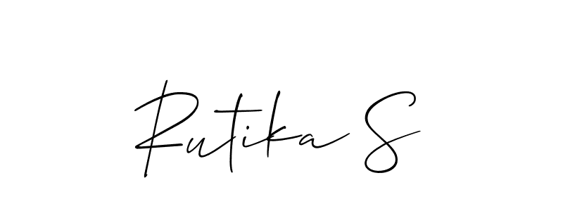 This is the best signature style for the Rutika S name. Also you like these signature font (Allison_Script). Mix name signature. Rutika S signature style 2 images and pictures png