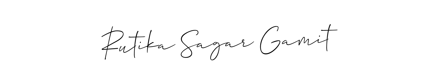 Make a short Rutika Sagar Gamit signature style. Manage your documents anywhere anytime using Allison_Script. Create and add eSignatures, submit forms, share and send files easily. Rutika Sagar Gamit signature style 2 images and pictures png