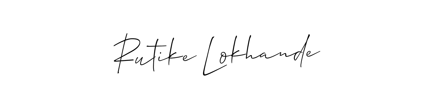 How to make Rutike Lokhande signature? Allison_Script is a professional autograph style. Create handwritten signature for Rutike Lokhande name. Rutike Lokhande signature style 2 images and pictures png