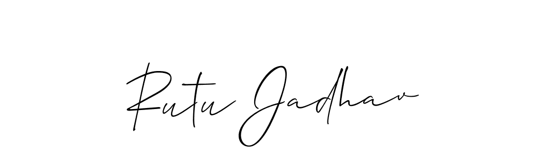 The best way (Allison_Script) to make a short signature is to pick only two or three words in your name. The name Rutu Jadhav include a total of six letters. For converting this name. Rutu Jadhav signature style 2 images and pictures png