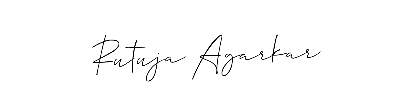 This is the best signature style for the Rutuja Agarkar name. Also you like these signature font (Allison_Script). Mix name signature. Rutuja Agarkar signature style 2 images and pictures png