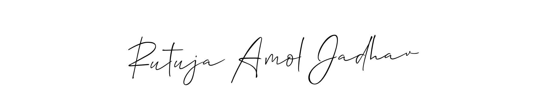You should practise on your own different ways (Allison_Script) to write your name (Rutuja Amol Jadhav) in signature. don't let someone else do it for you. Rutuja Amol Jadhav signature style 2 images and pictures png